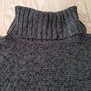 Lord & Taylor Design Lab Turtleneck Poncho Sweater XS/TP Wool Green Black Tones
